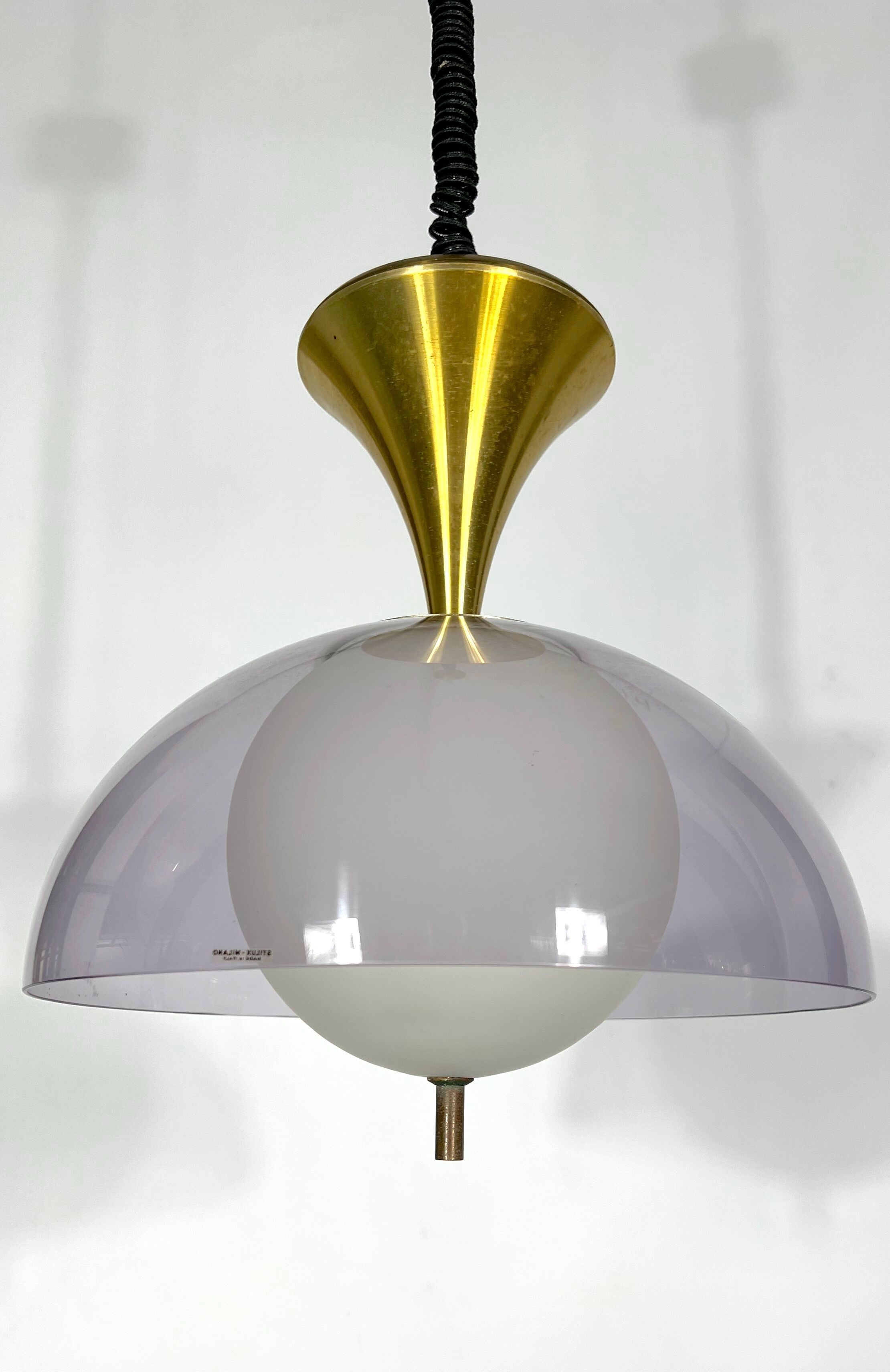 Vintage brass Stilux Milano chandelier, Italy 1960s