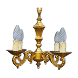 French Bronze 4-Branch Chandelier: Vintage Decorative Pendant Light