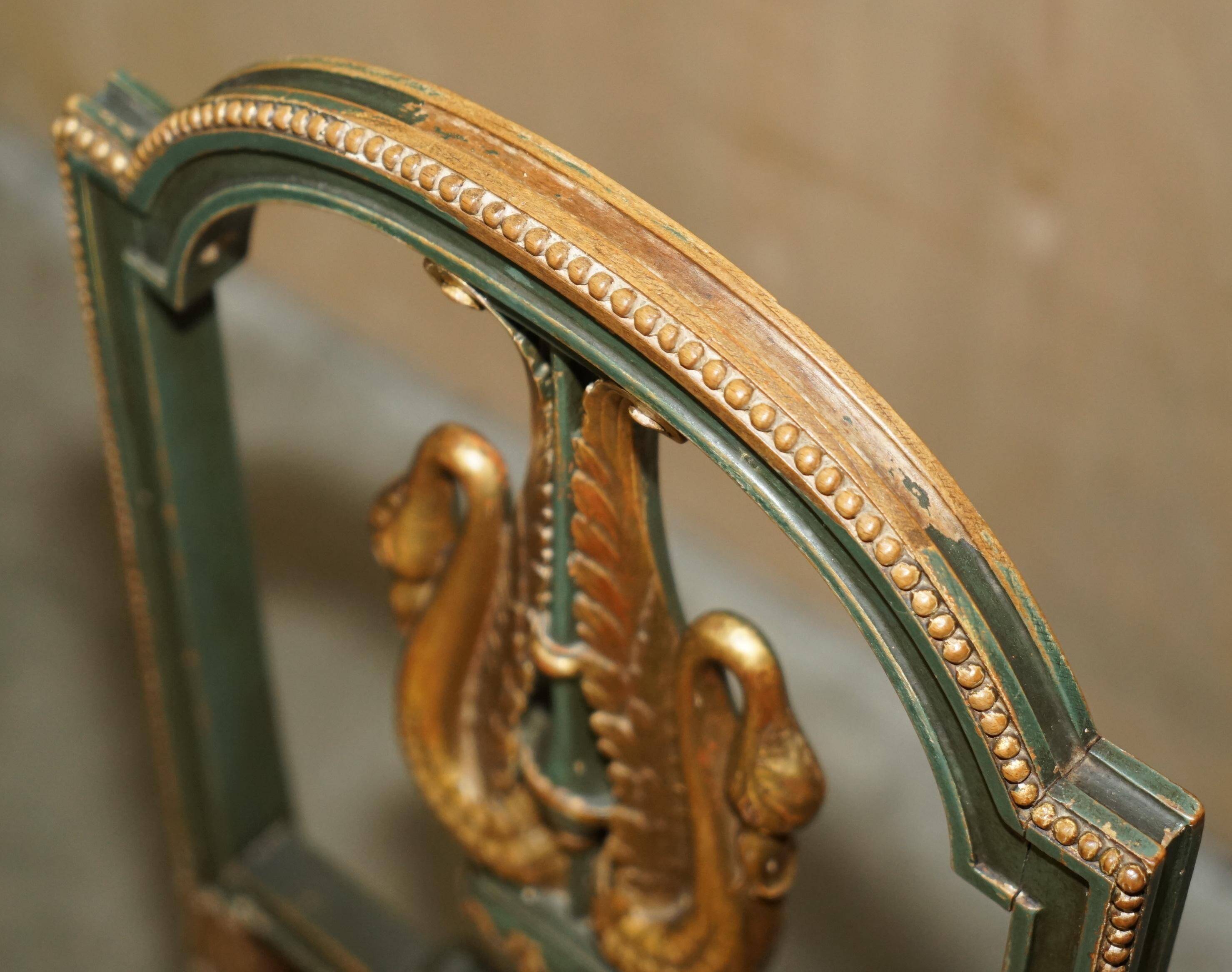 Paire Antique Chaises d'Appoint William Kent Empire Sculptées en Cygne