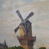 Painting „The Windmill above the Marina”, Scandinavian design, 1970s