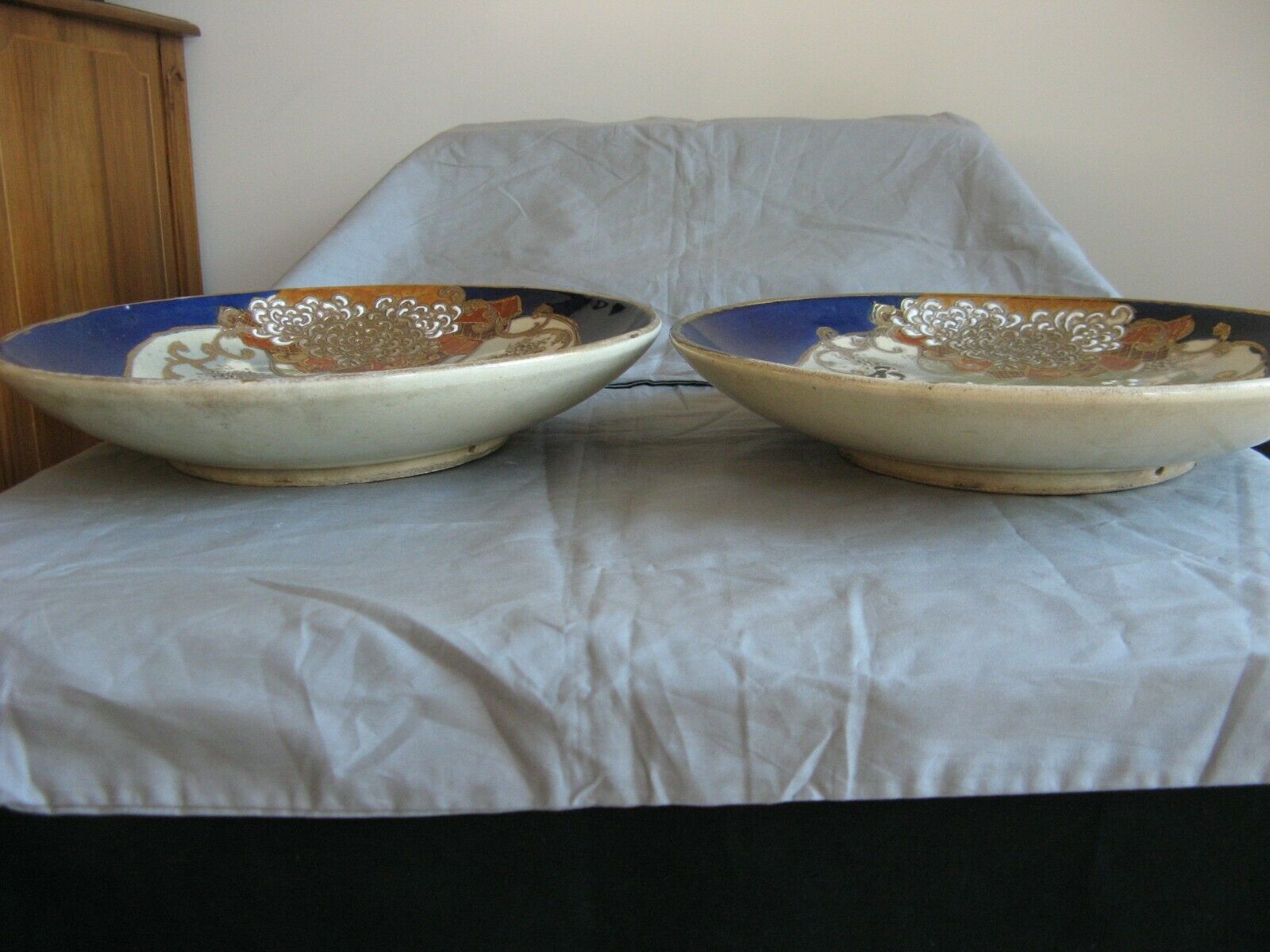 Pair of dishes in Satsuma Kyoto Kinkozan faience late nineteenth