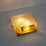 Pair of 1970s Italian brass & Murano glass wall lights