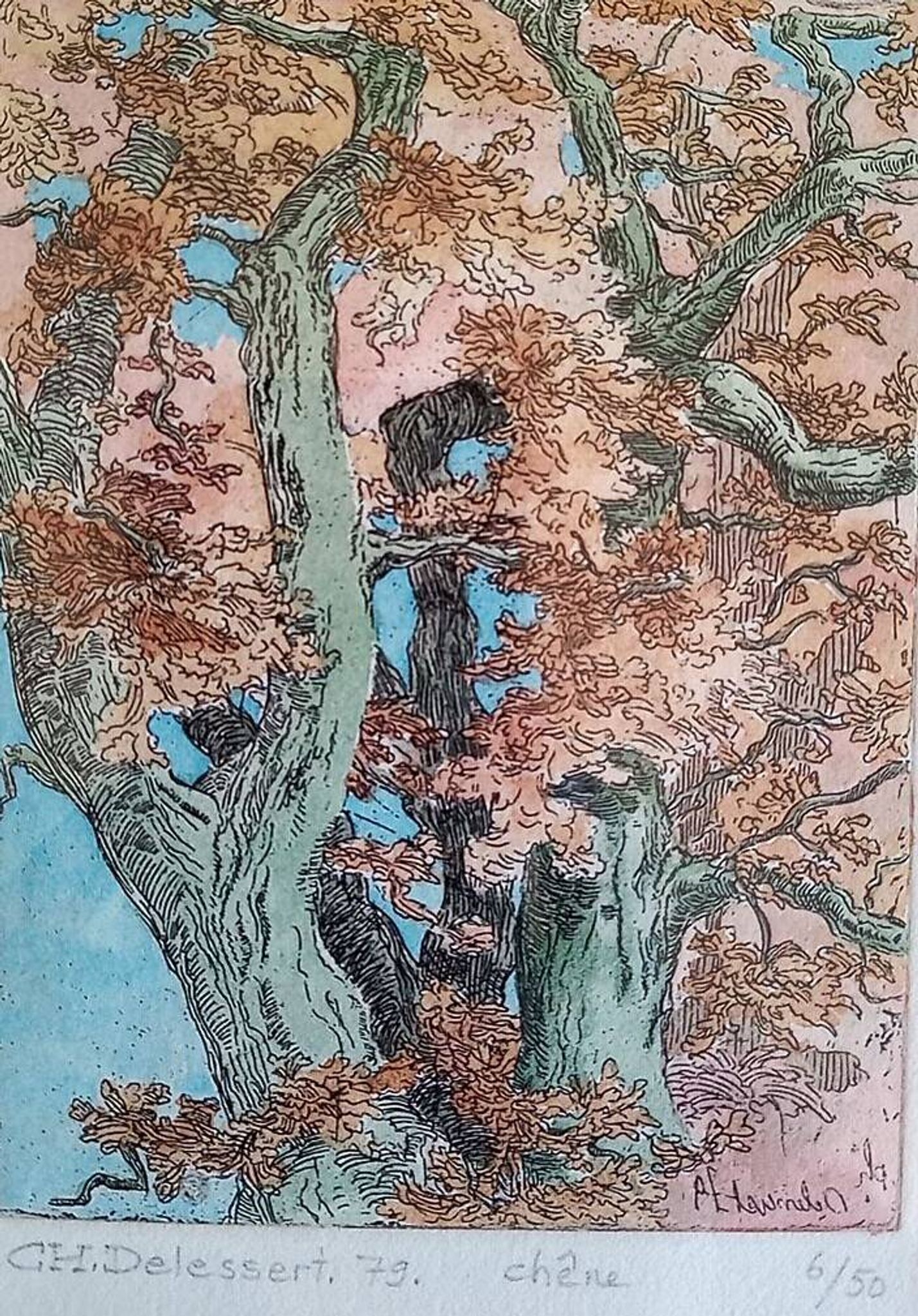 Eau-forte - Christine Delessert - 12 x 9 cm - école Lyonnaise - justifié 6/50
