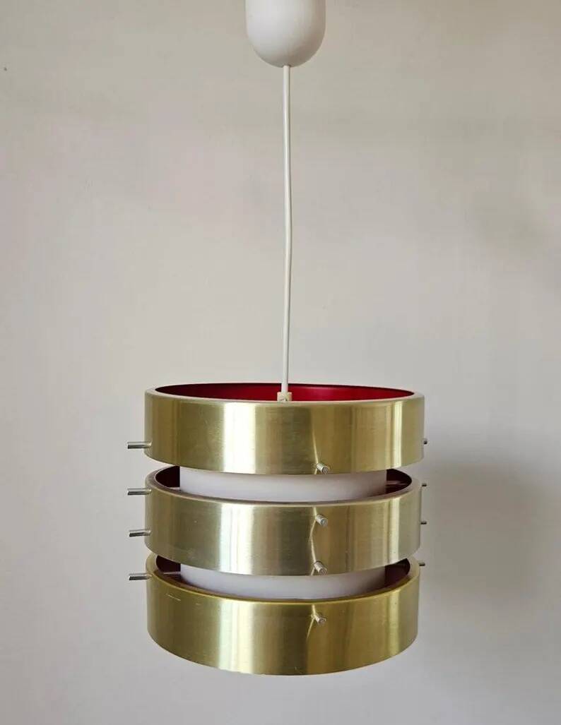 Rare Midcentury Pendant in style of Jo Hammerborg, Denmark, 1970s