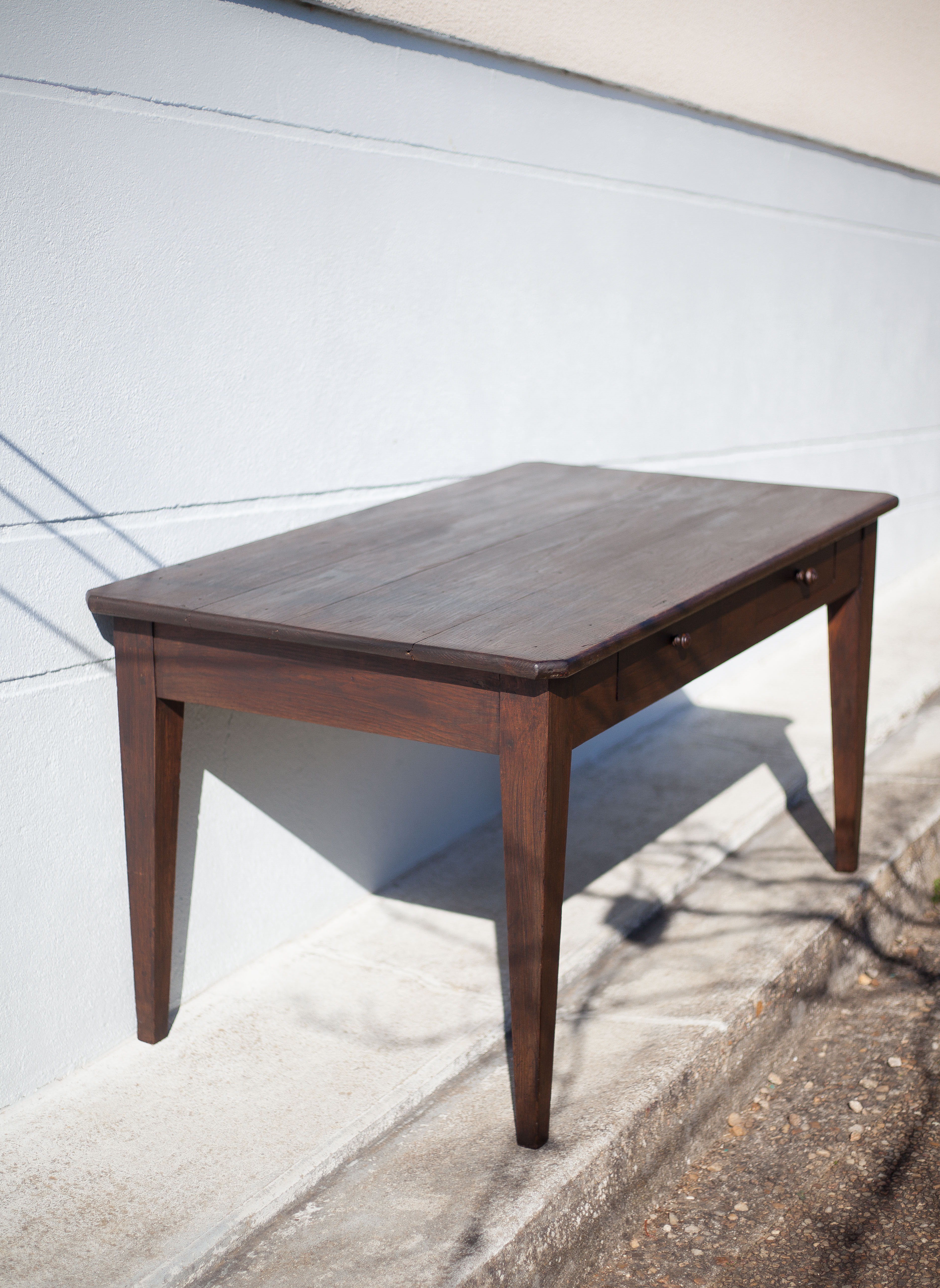 Farm table pear wood, old wood table, table 2 drawers, kitchen, countryside, chalet