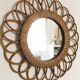 Miroir marguerite en rotin vintage