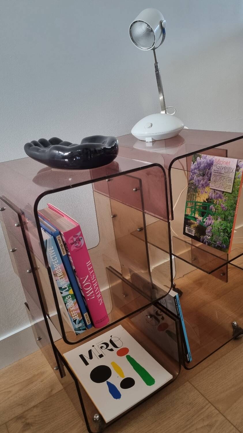 Vintage smoked plexiglass furniture