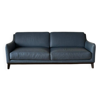 Roche Bobois blue leather sofa