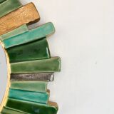 Ceramic sun mirror by François Lembo, 60s - 43cm