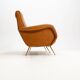 Three-seater sofa in skai with brass feet in the style of Marco Zanuso, 1950s