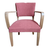 Refurbished bridge chair in red velvet