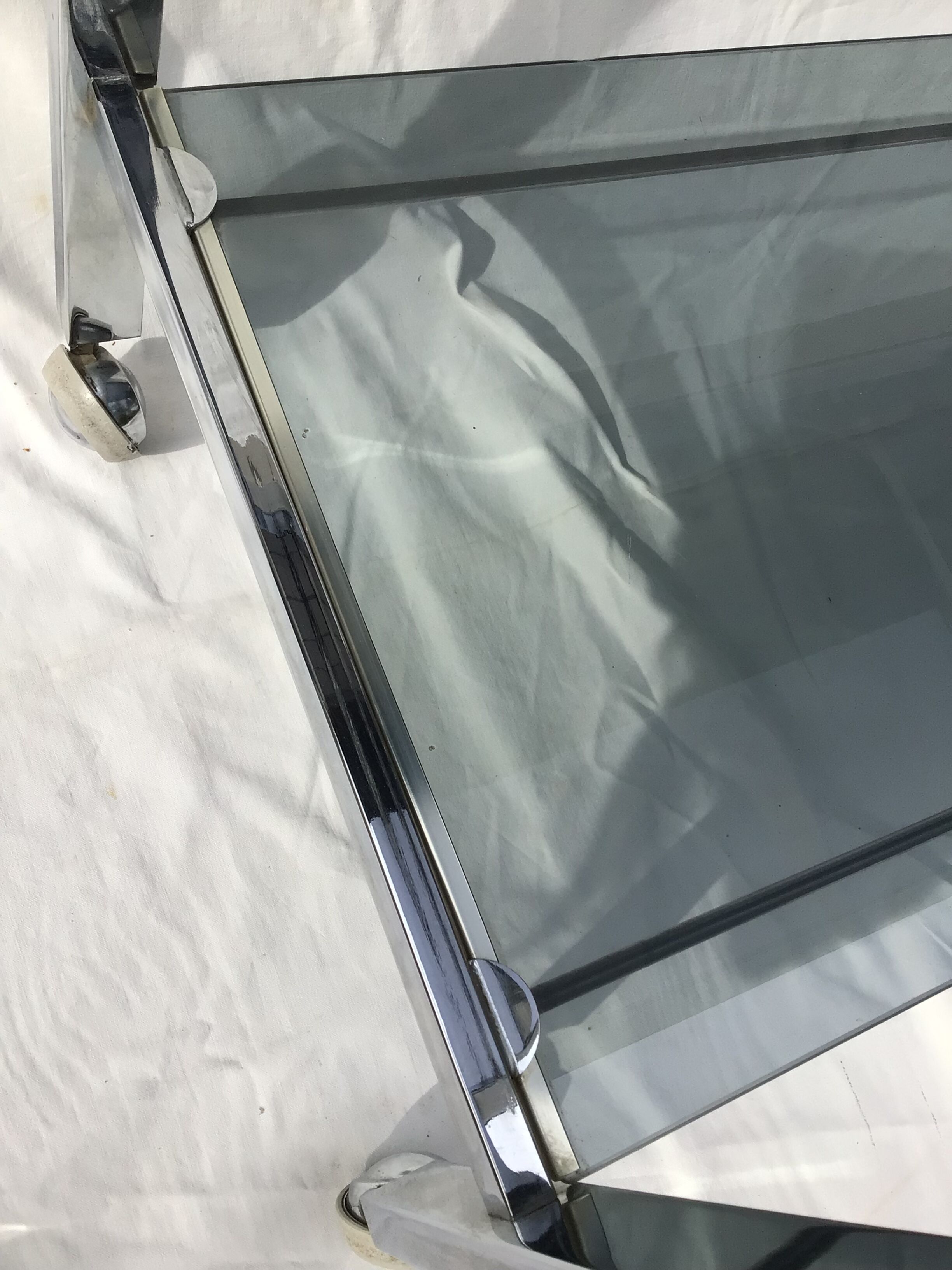 Rolling service chrome smoked glass dark grey