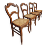 Ensemble de chaises anciennes en bois de noyer avec sangles no. 4