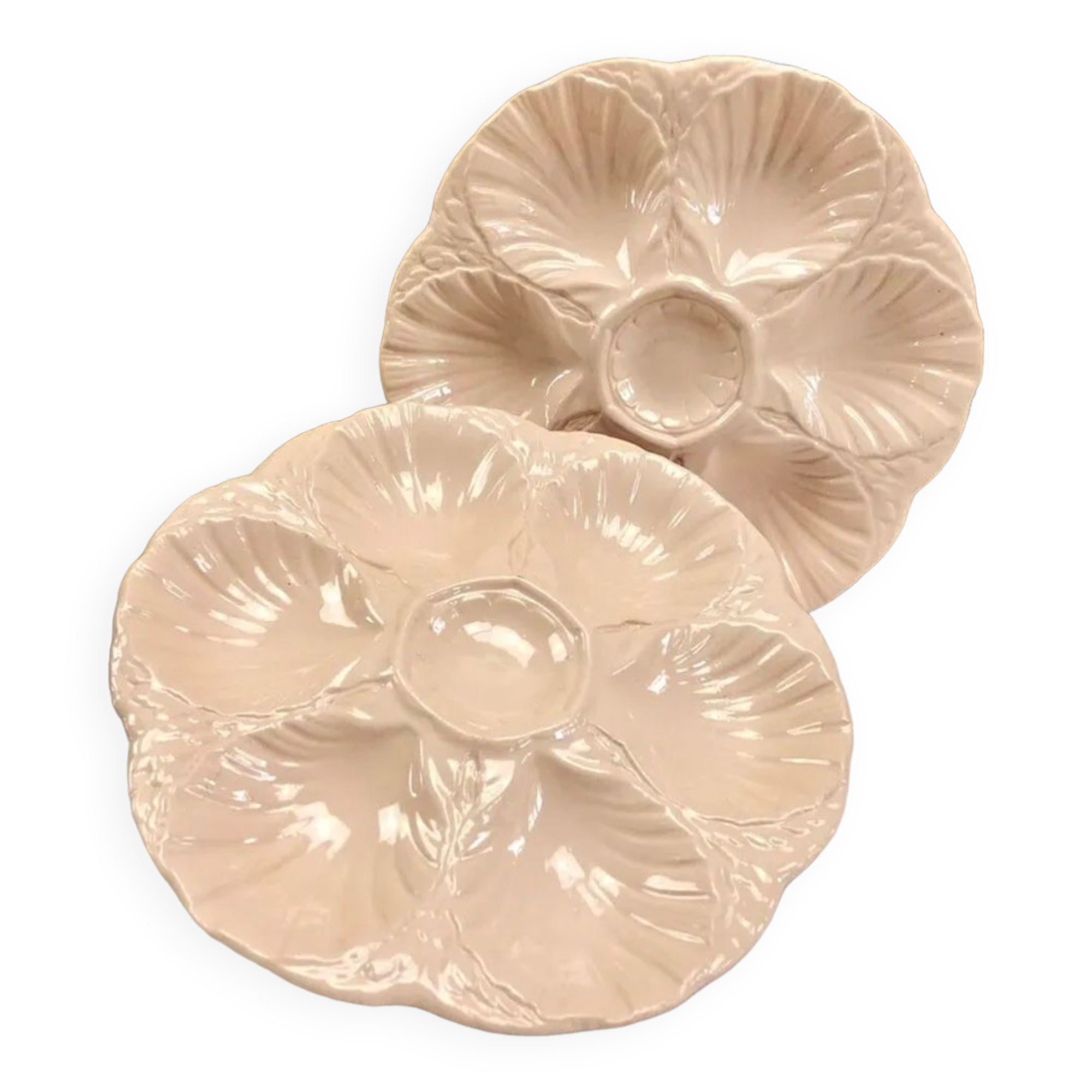 2 old plates oysters slip Digoin Sarreguemines