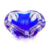 Sculptural Cobalt Blue & Crystal Sommerso Dish - Murano - 1960