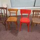 Set of 8 mismatched wooden bistro chairs - vintage