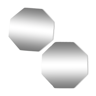 Pair of beveled octagonal mirrors