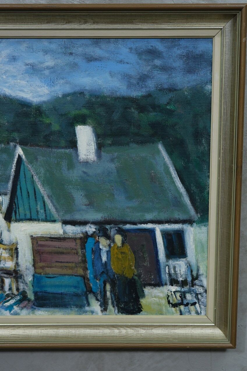 Kai christensen, scandinavian modern painting, 1960s, oil on canvas, framed