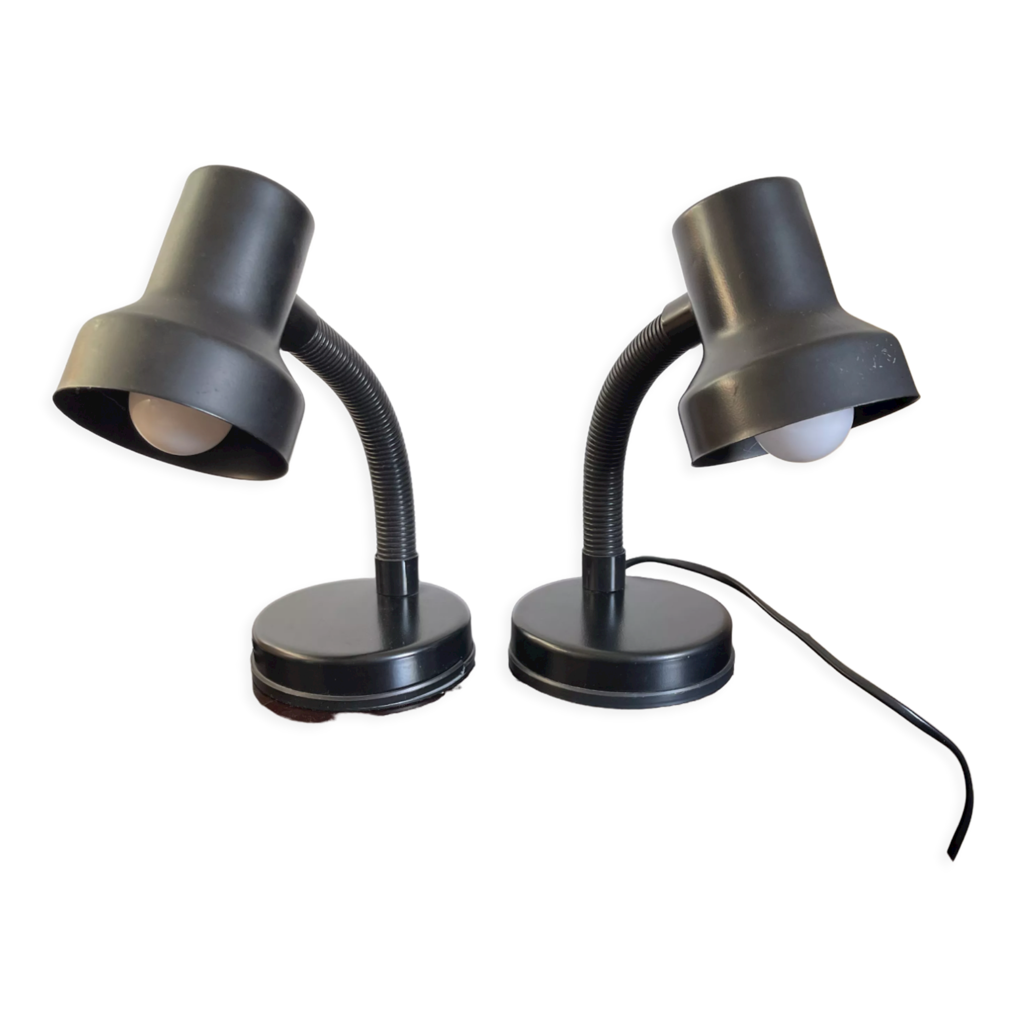 Pair of black Italian bedside lamps