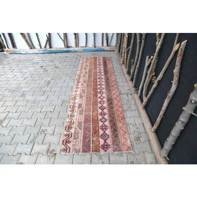 1970's Vintage Turkish Hand-Knotted Hallway Kitchen Runner Rug 84x296
