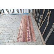 Tapis de couloir de cuisine turc vintage des années 1970, noué à la main, 84x296.