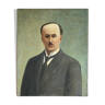 Tableau ancien portrait d’un homme à la moustache signé Louis Debiesse, circa 1930