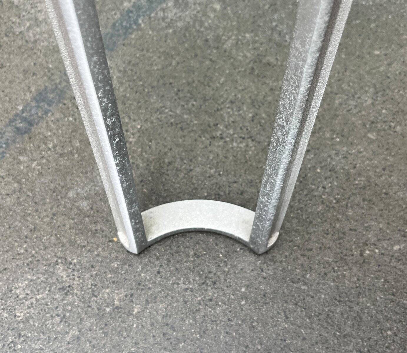 Vintage Space Age coffee table in glass and aluminium attributed to Peter Ghyczy, 1970s.