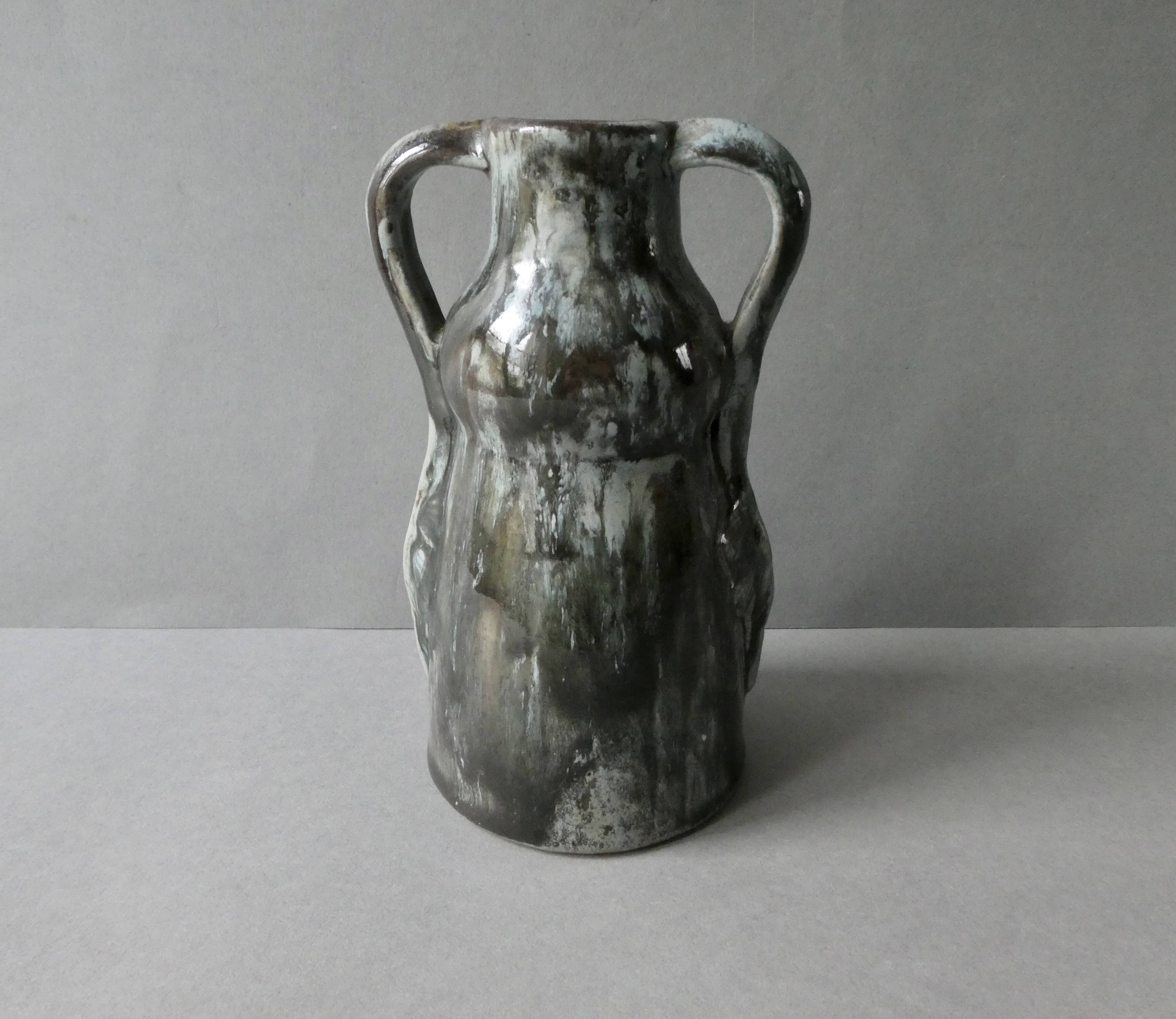 Signed glazed stoneware vase, Georges Max Claudet, Art Nouveau style