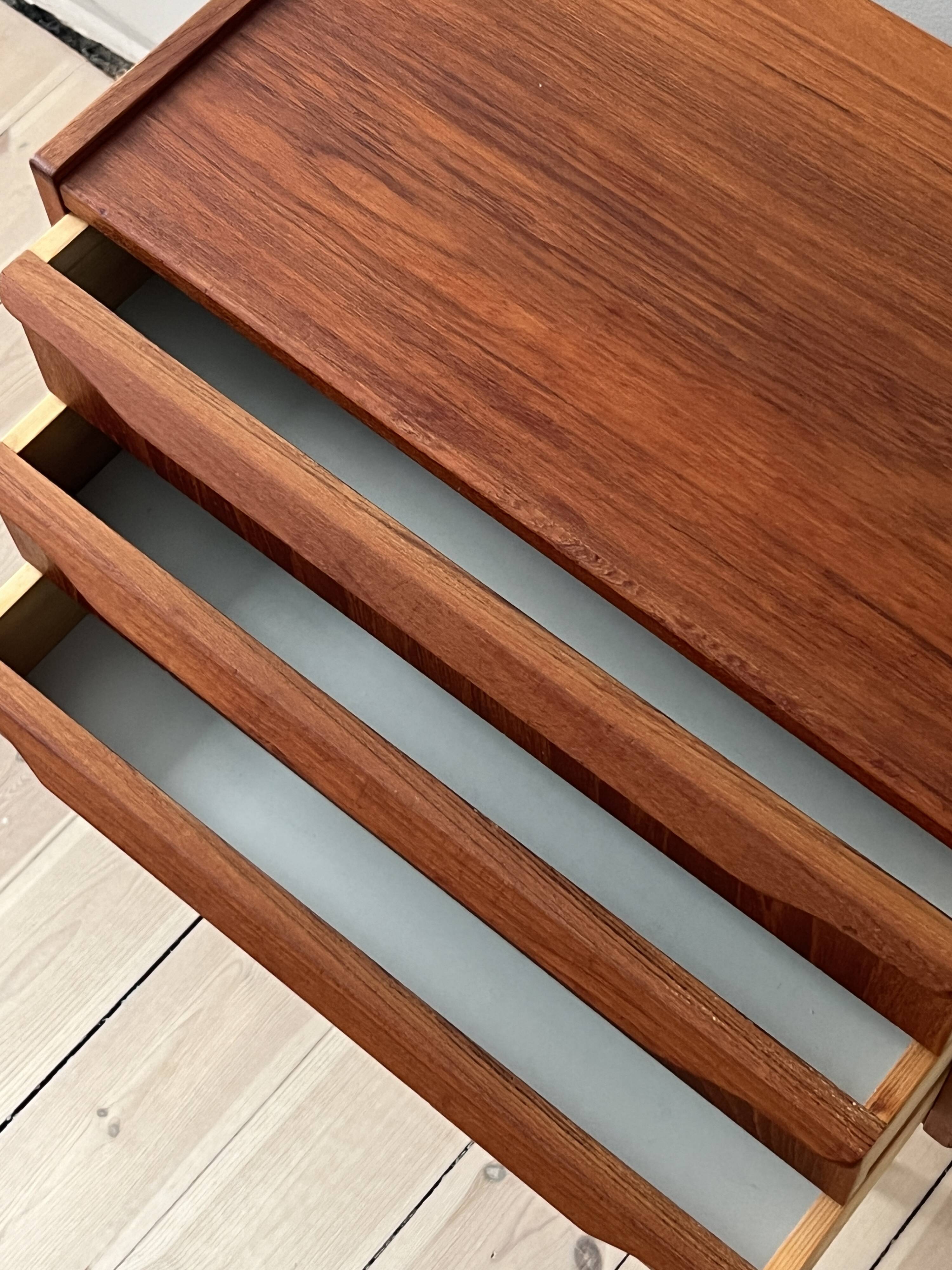 Danish vintage set of chest of drawers and mirror, teak, 1960s