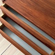 Danish vintage set of chest of drawers and mirror, teak, 1960s