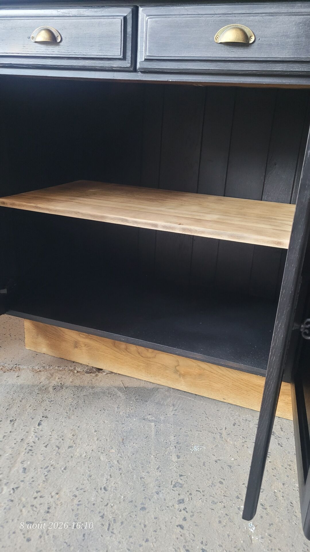 Large wooden and black sideboard