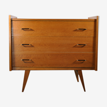 Commode pieds compas 3 tiroirs 1960