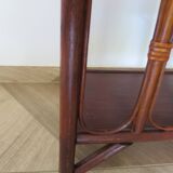 Vintage bookcase-5-level shelf-wood, bamboo and rattan-bentwood style-80s