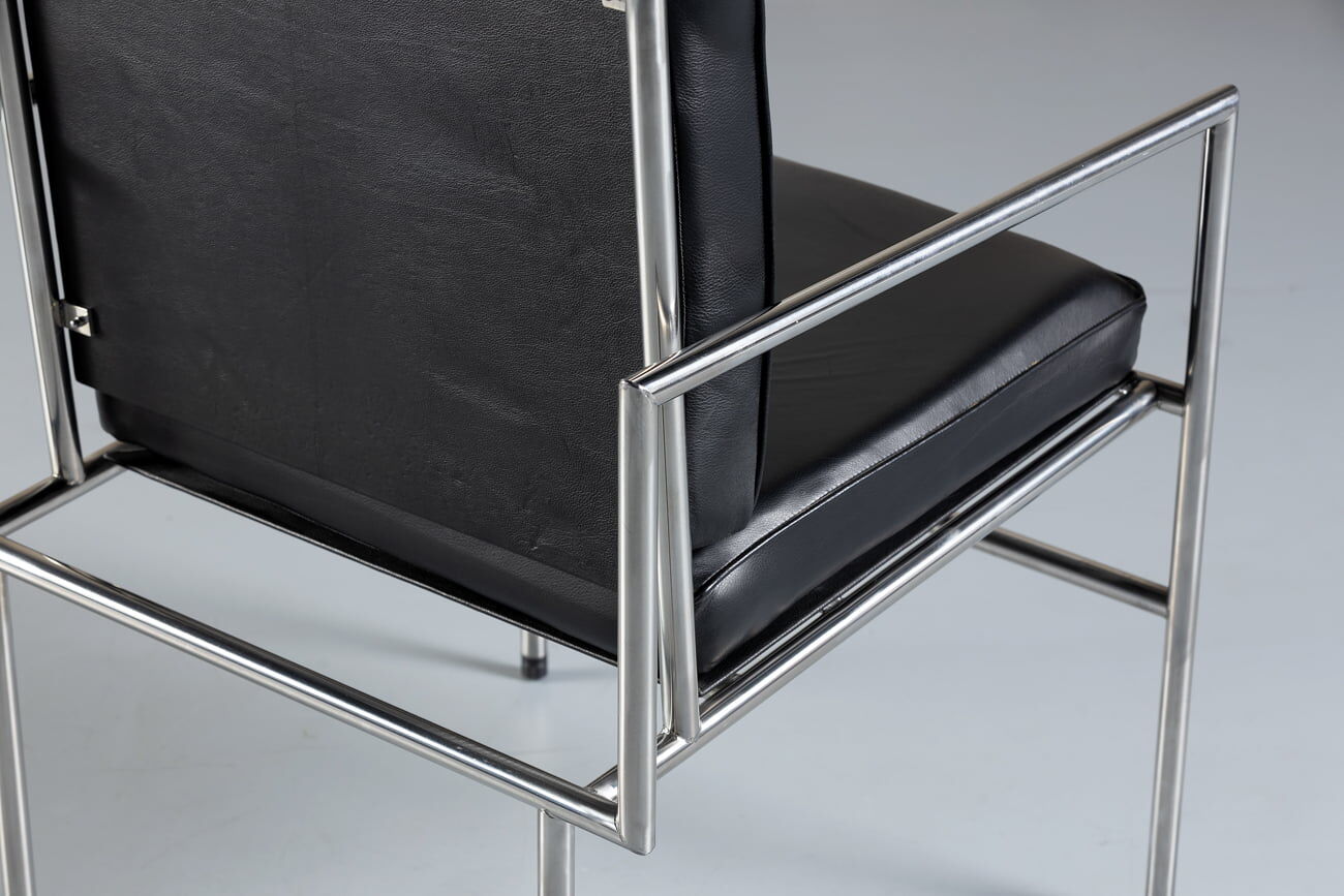 Leather armchair in aluminium, Italy, 1970s