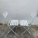 Pair of 80s folding garden chairs in white metal