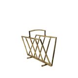 Hollywood regency bamboo-effect brass magazine rack, Montagnani, Italy 1970