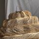 Suspension or rattan lampshade in an elongated spherical shape, layered H80 D