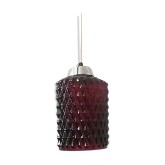 Suspension en verre violet vintage du milieu du siècle moderne