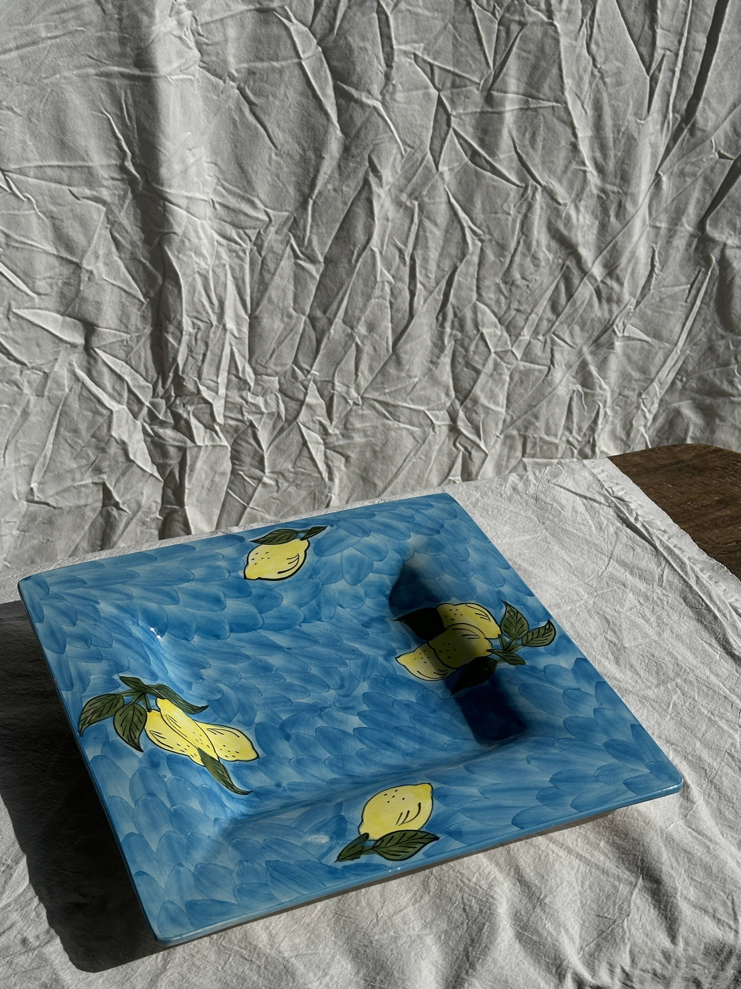 Large square dish with lemon pattern 33cm Aleya Slim