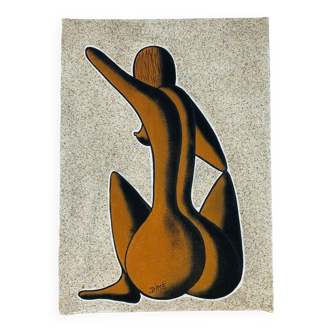 Modern African nude painting by Alioune Dime sandblaster