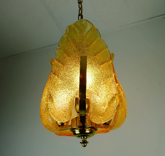 Carl fagerlund mid century pendant lamp brass amber glass orrefors 1960s chandelier