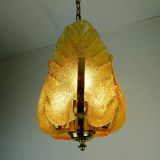 Carl fagerlund mid century pendant lamp brass amber glass orrefors 1960s chandelier