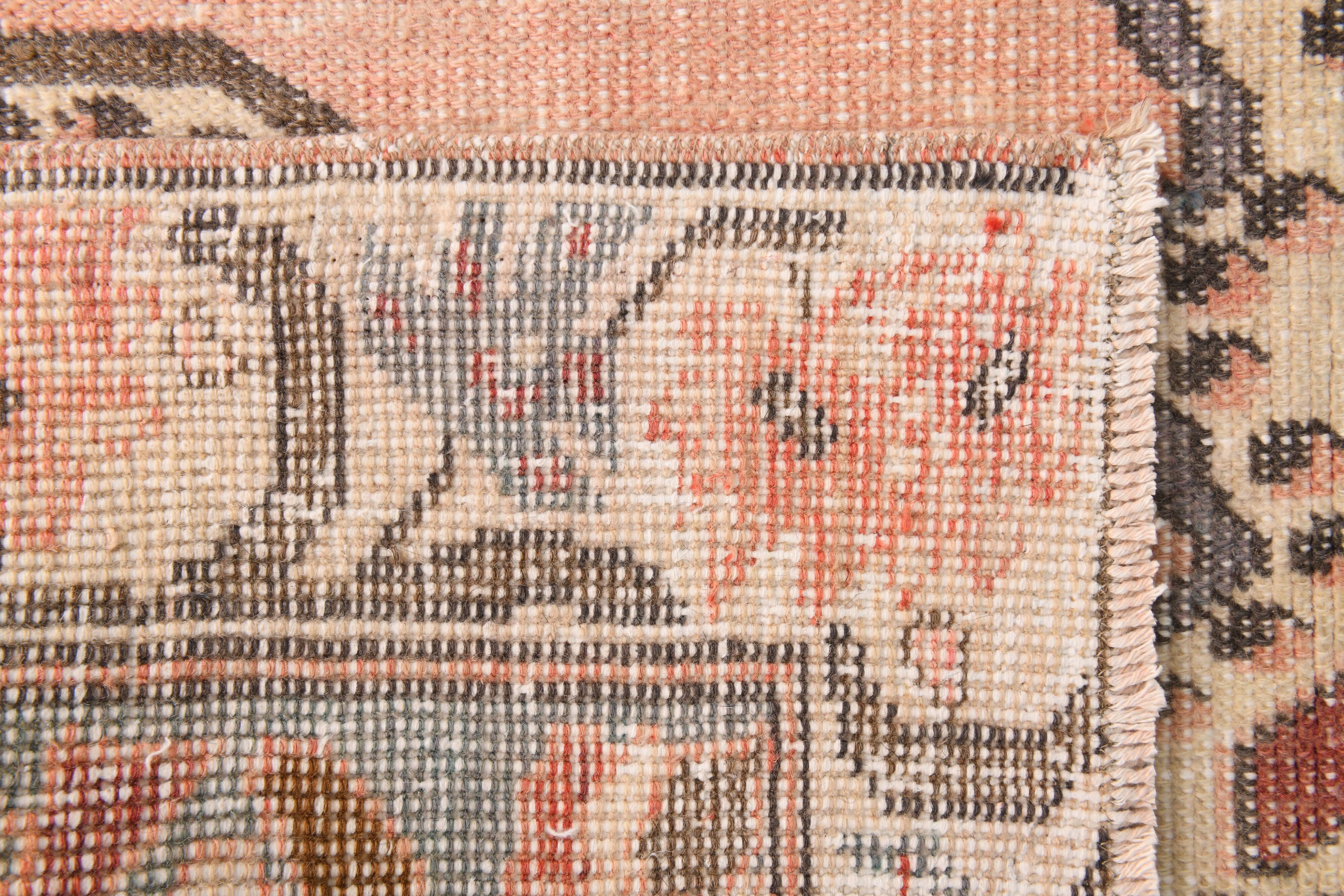 4x7 Salmon & Brown Geometric Oriental Vintage Rug, 139x227Cm