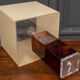 1970 lamp, white plexiglass lampshade, double patina amber base