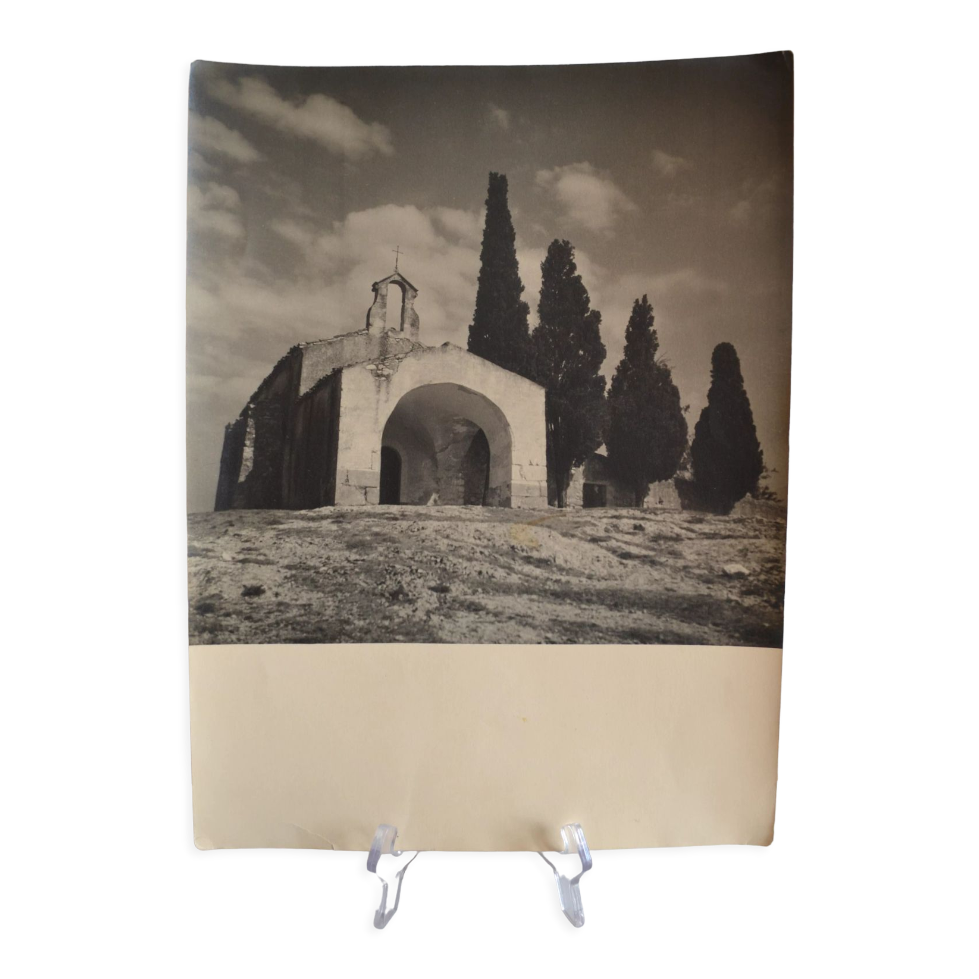 Silver photo mediterranean romanesque church circa 1970