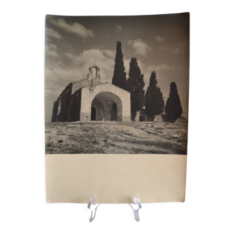 Silver photo mediterranean romanesque church circa 1970