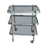 Rolling service silver metal and bluish glass