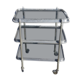 Rolling service silver metal and bluish glass