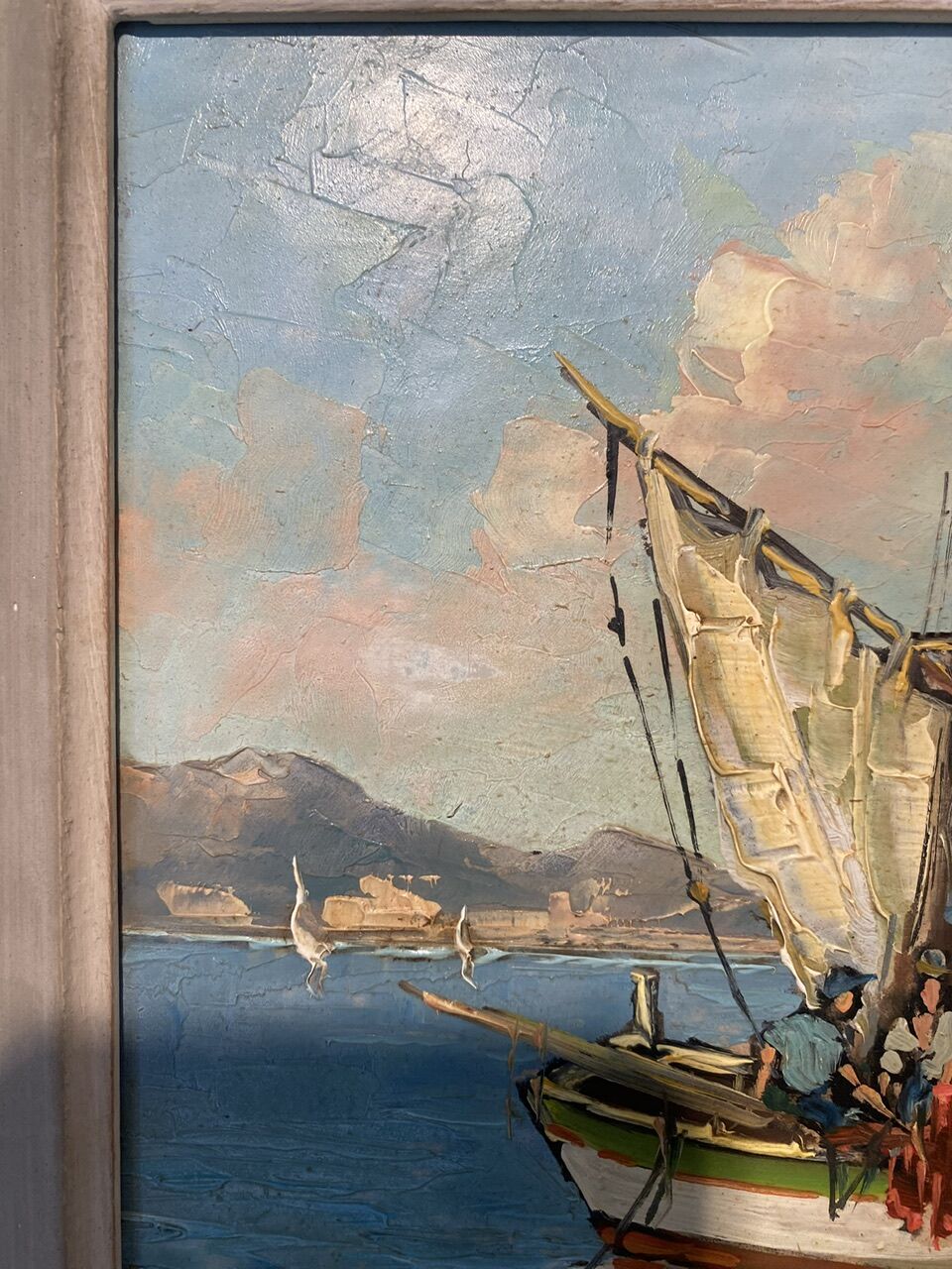 Old painting, Marine, signed B Franco, 50s/70s