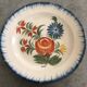 Old plate in auvillar earthenware, floral painting decoration, 19th century
